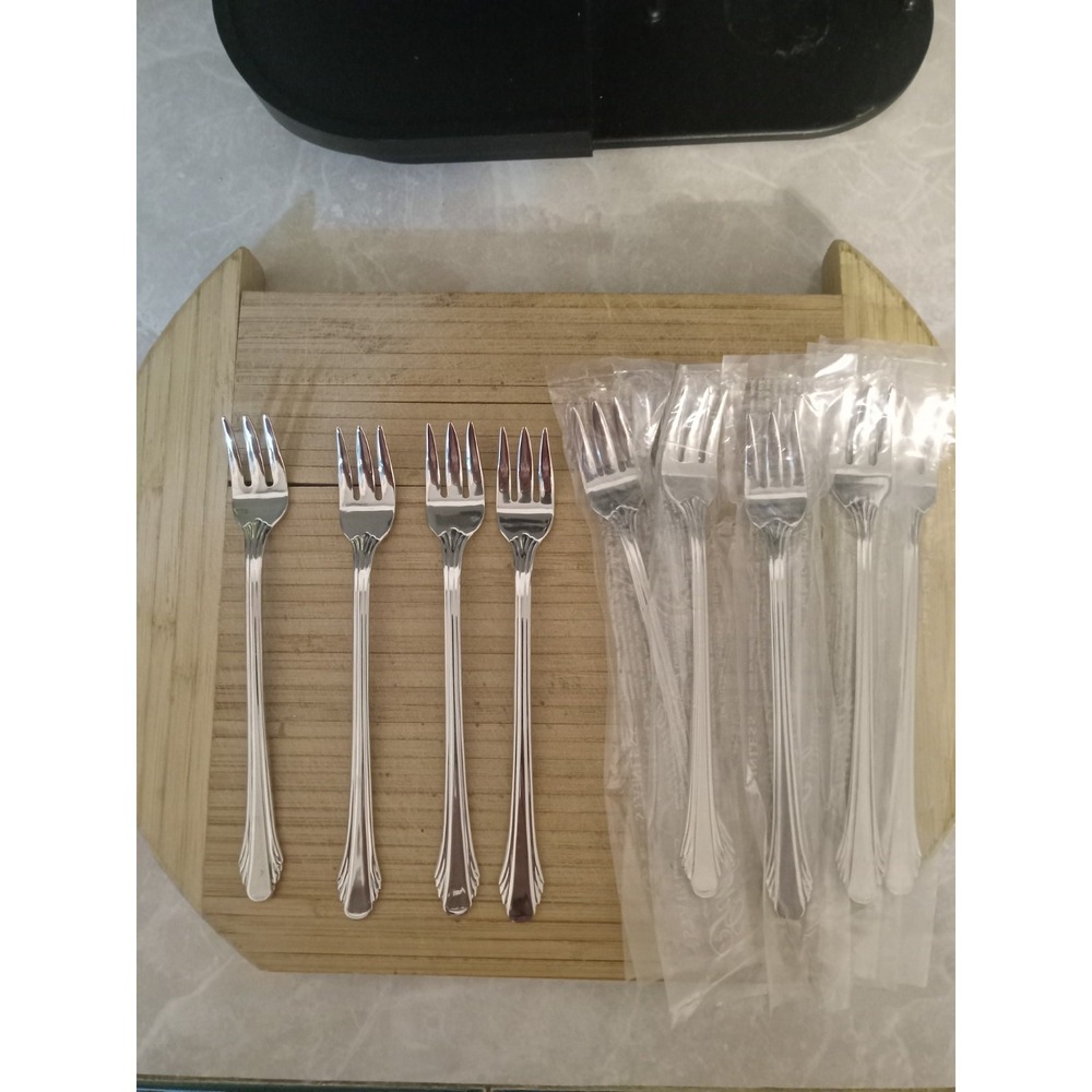 Gorham Calais 11 Cocktail Forks 18/8 Stainless Flatware Contemporary New